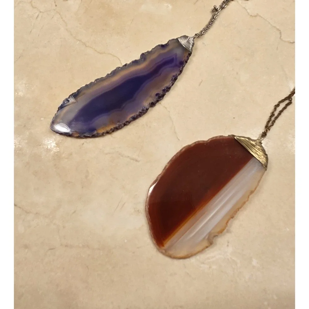 2 Coldwater Creek Agate Pendant Necklaces 31